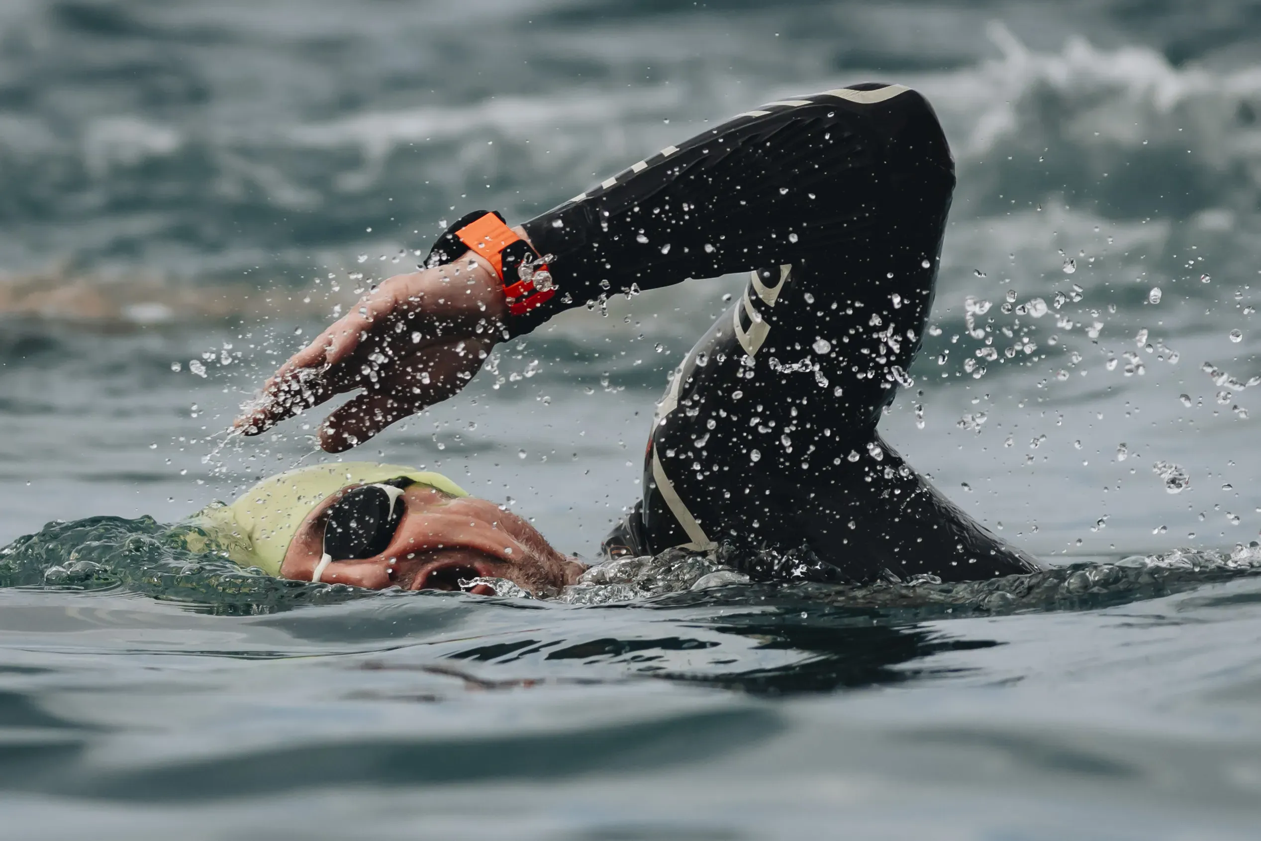 Istvan swimming in open water — freestyle stroke